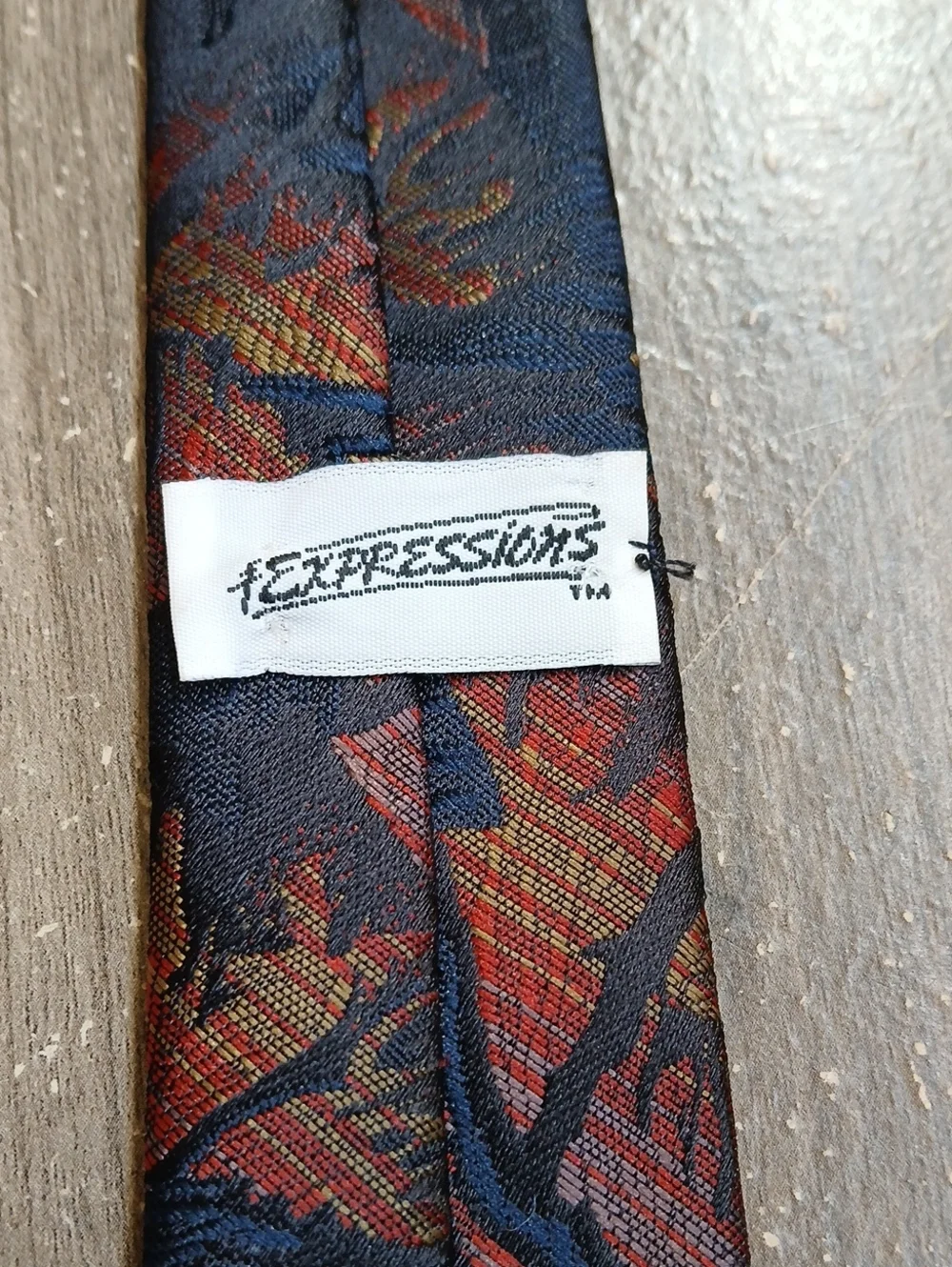 Vintage Expresssions Abstract Skinny Tie Navy Sunset Colors